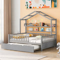 Gray Wood Twin House Bed with Trundle F253