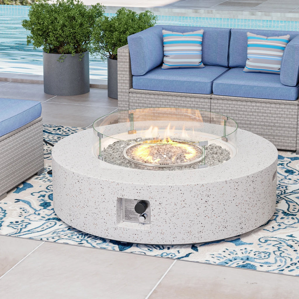 40.5-inch Round Propane Fire Pit Coffee Table S231