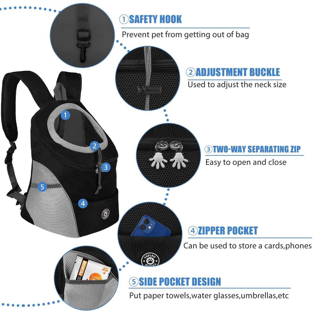 Dog Backpack Carrier Pet Carrier for Small Medium Dogs Travel Bag Breathable Adjustable with Safety Reflective Strips T16804