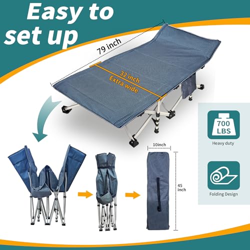 Oversize Camping Cot with Mattress and Carry Bag M803