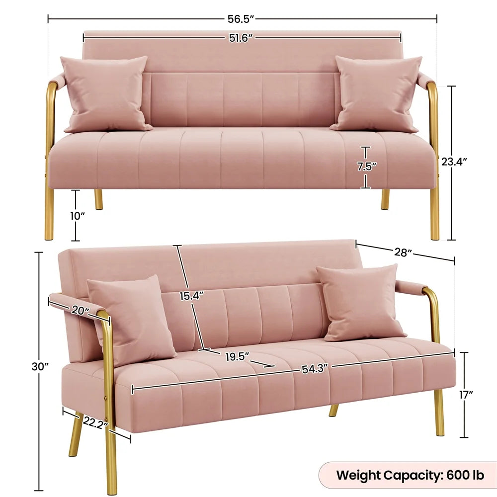 Light Gray Upholstered Sofa Couch with 2 Pillows R444