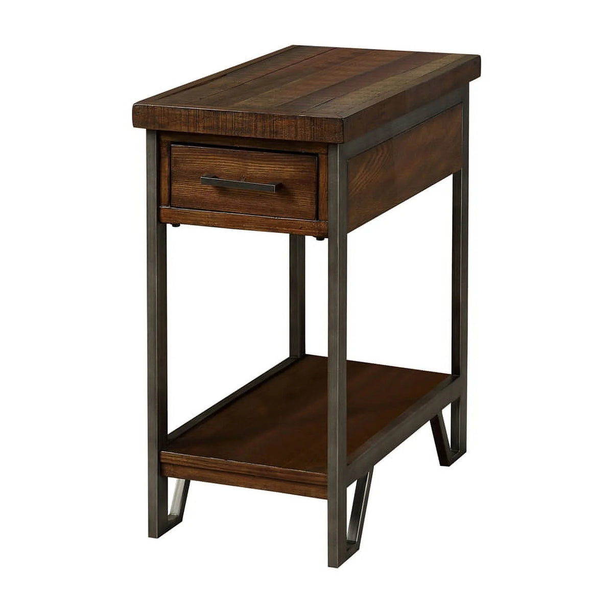 Rustic Wood 1-Drawer Side Table F53613