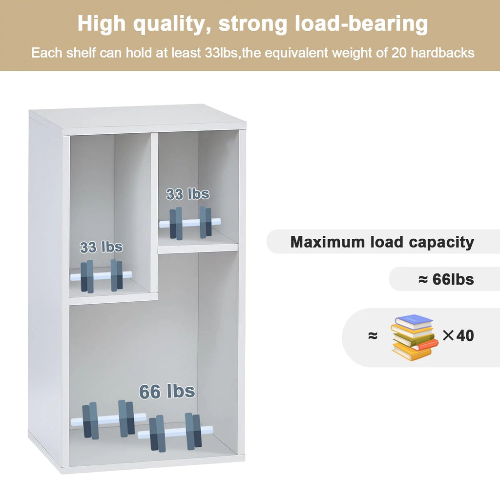 White 2-Tier Wood Bookcase Set of 2 G710014