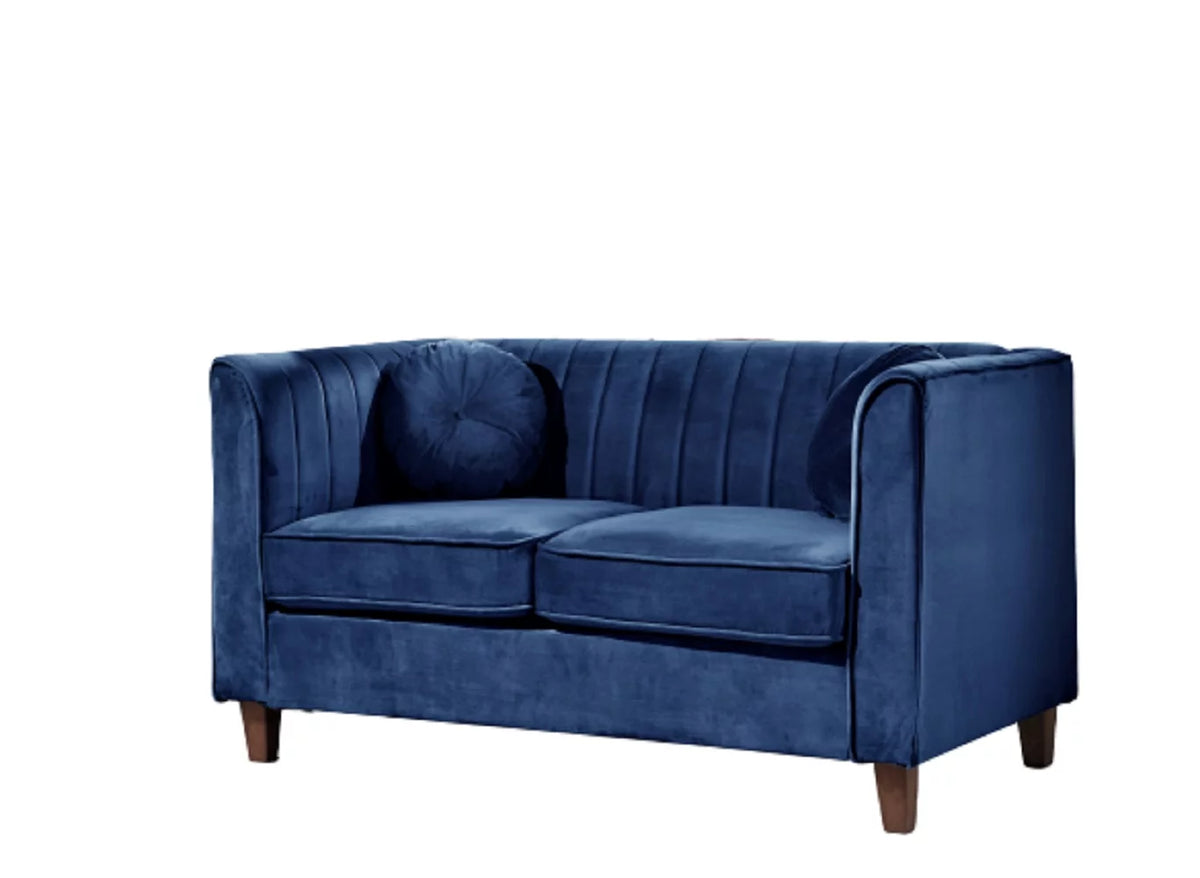 Blue Velvet Rolled Arm Loveseat D4623