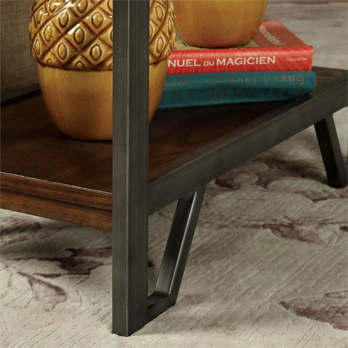 Rustic Wood 1-Drawer Side Table F53613