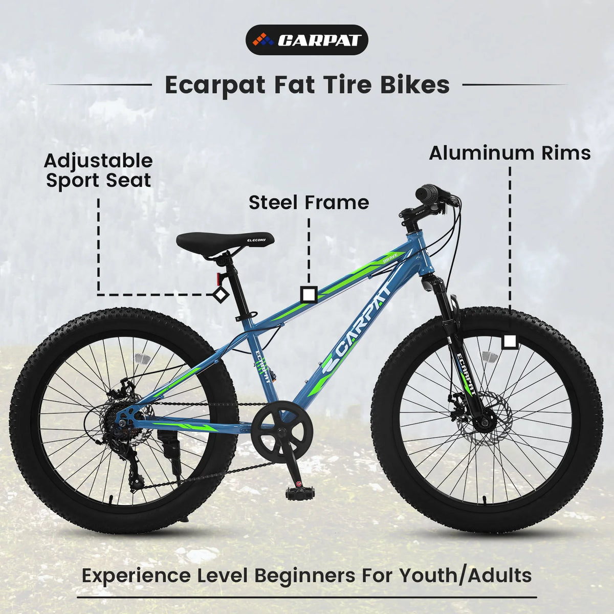 Green 24 inch Fat Tire Mountain Bike W574811