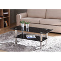 Black Tempered Glass Coffee Table with Stainless Steel Legs A387034