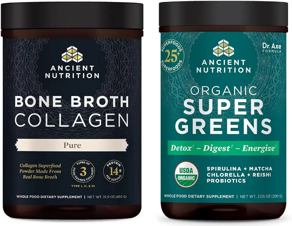 Bone Broth Collagen Powder and Organic Supergreens Powder B525133