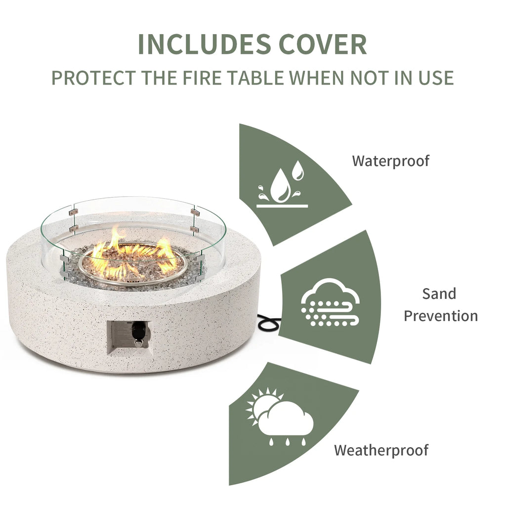 40.5-inch Round Propane Fire Pit Coffee Table S231