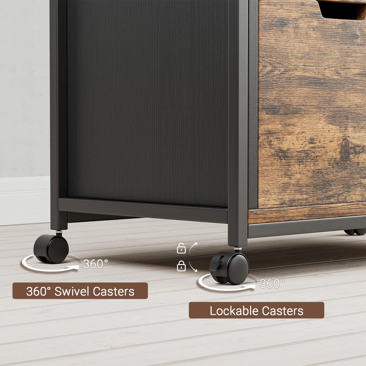 Rolling Wooden File Cabinet with 3 Drawers S932