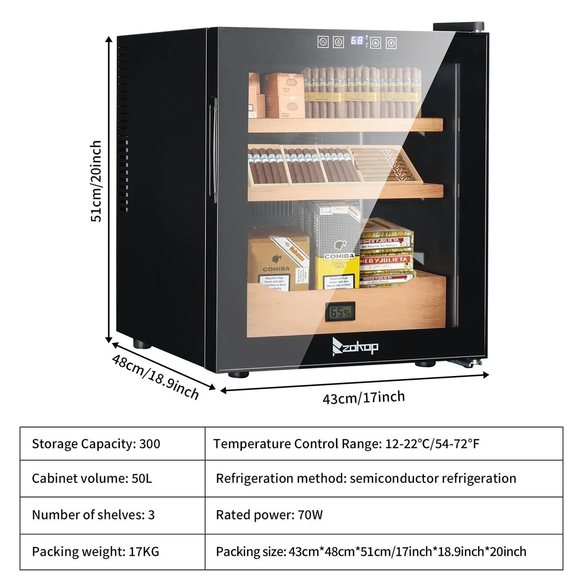 50L Electric Cigar Humidor with Cooling and Heating Q113