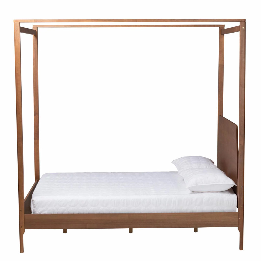 Ash Walnut Finished Wood Queen Size Canopy Bed T221522
