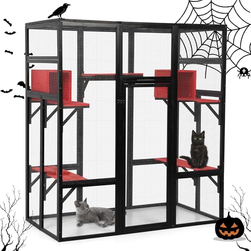 71Inches Large Wood Catio with Perches and Condos C4738