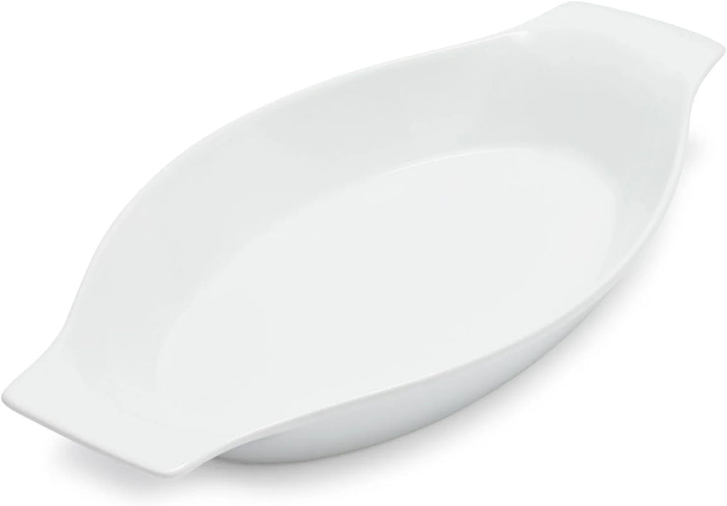 White Porcelain Oval Gratin Dish Y259794