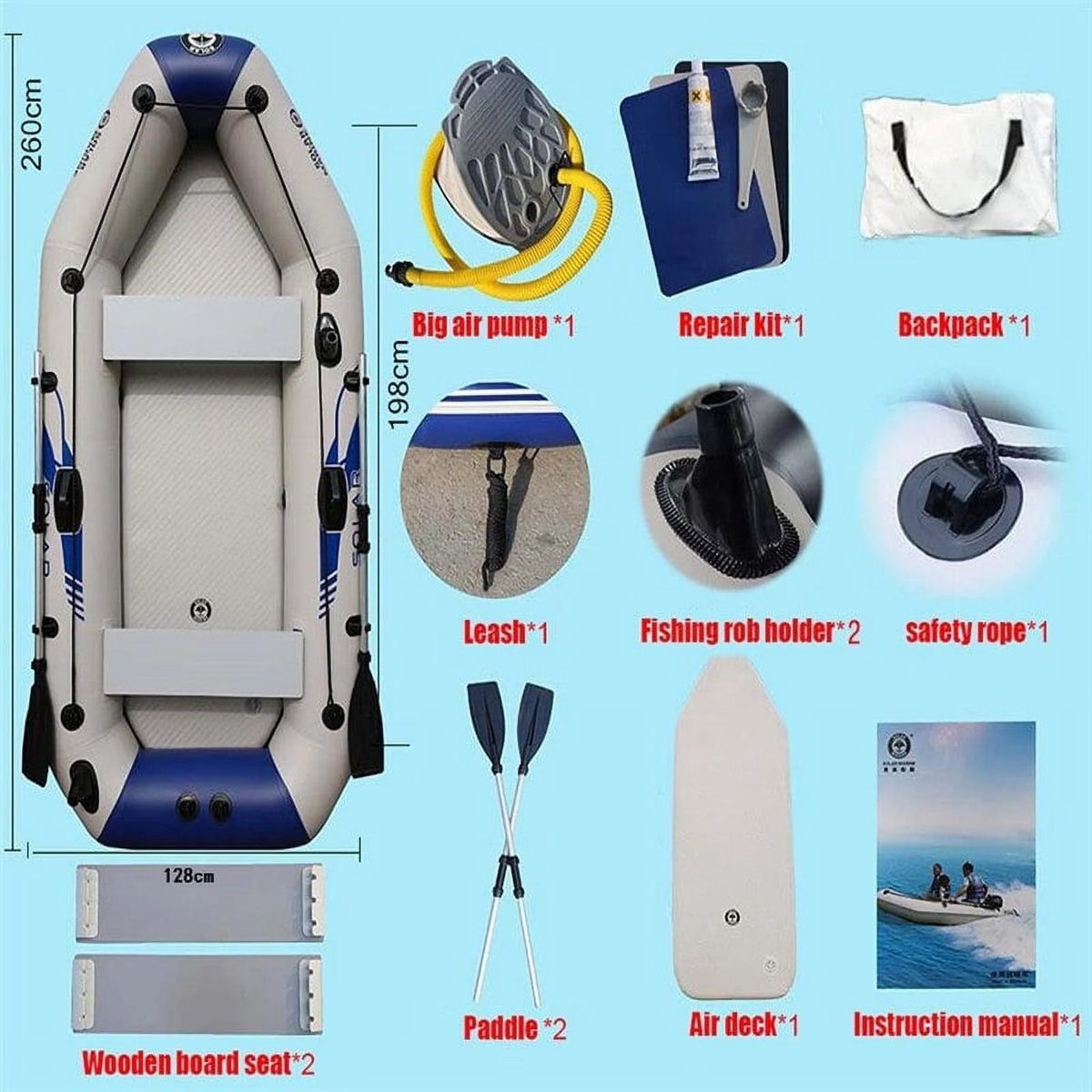 3 Person PVC Inflatable Boat Set D980817