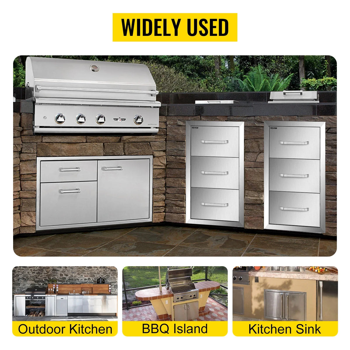 Outdoor Kitchen Drawers 16" W x 28.5" H x 20.5" D Q260