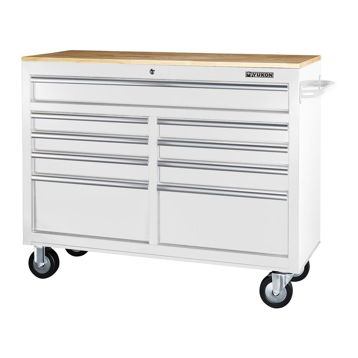 Black 9-Drawer Mobile Storage Cabinet with Solid Wood Top F272096