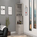 8 Wine Cubbies Double Door Light Gray Bar Cabinet S939