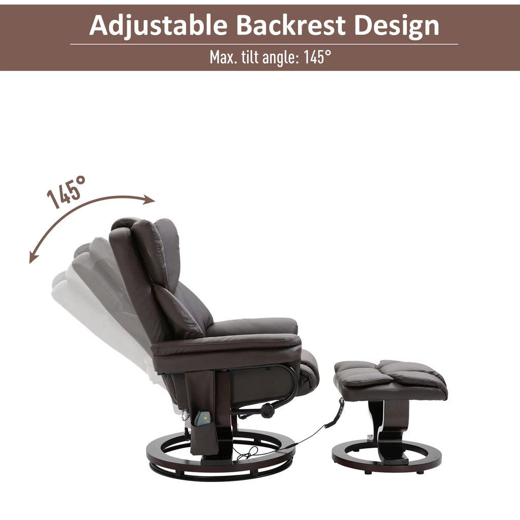 Brown Faux Leather Massage Recliner Chair with Footrest B414