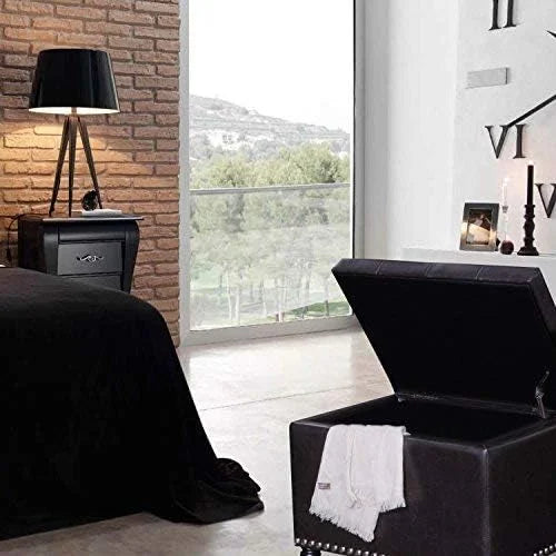17.7" Brown Faux Leather Tufted Flip Top Ottoman Q45357