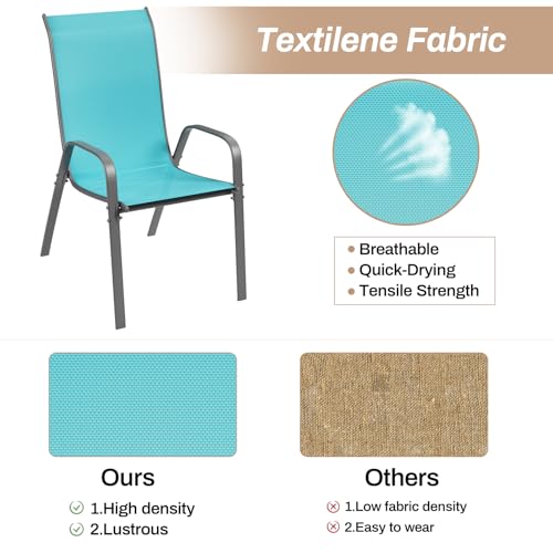 Black Stackable Textilene Patio Chairs with Metal Frame R960