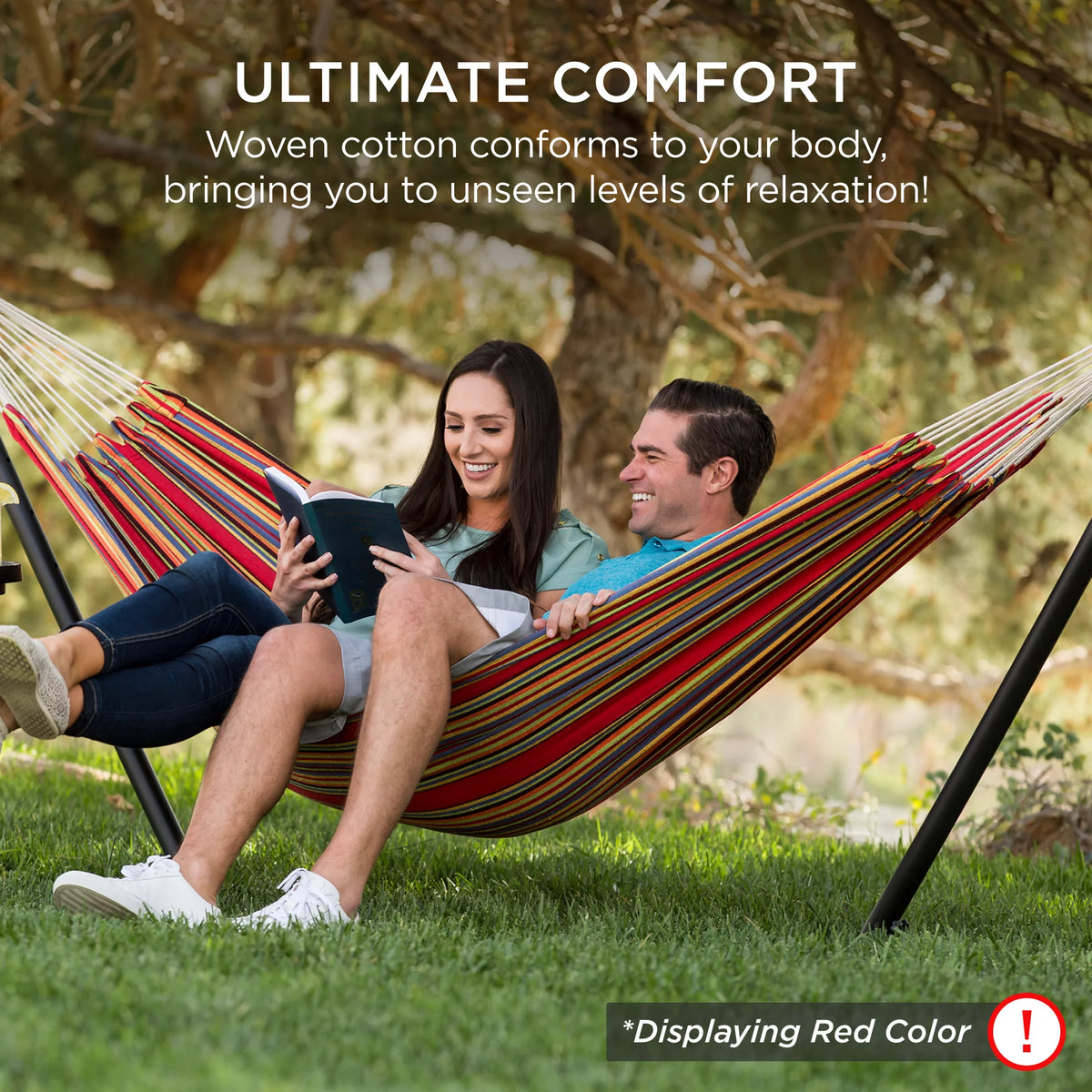 Cotton Double Hammock with Stand and Carrying Bag H351