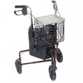 3-Wheel Rollator Aluminum 300 Pound Capacity 25 Inch Red D657