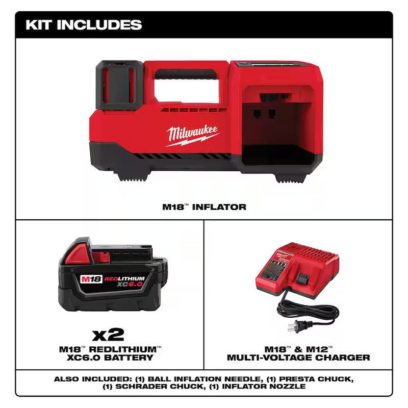 18-Volt Cordless Inflator with Two 6.0Ah Batteries and Charger Y8867