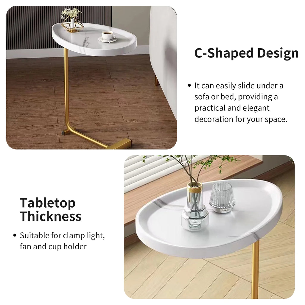 C-Shaped Side Table Set of 2 Metal Frame K898
