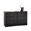 Black 6 Drawer Double Dresser P2619