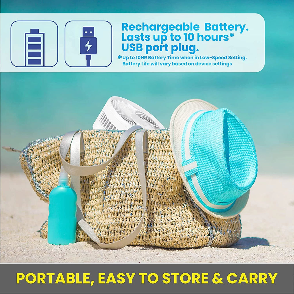 2-in-1 Adjustable Height 40 in. Foldable Portable Rechargeable Floor and Table Fan E4631