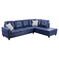 Blue Faux Leather Right Sectional Sofa W973