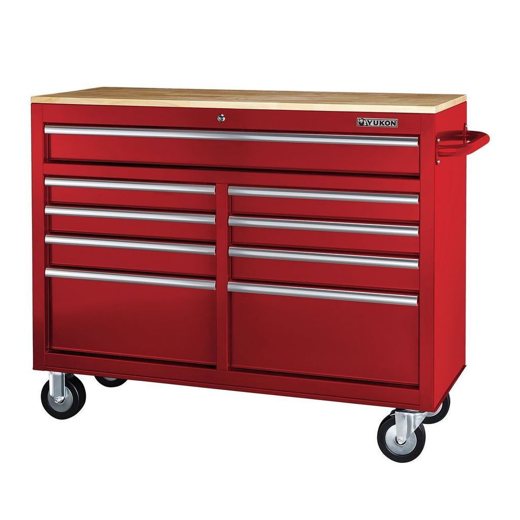 Black 9-Drawer Mobile Storage Cabinet with Solid Wood Top F272096