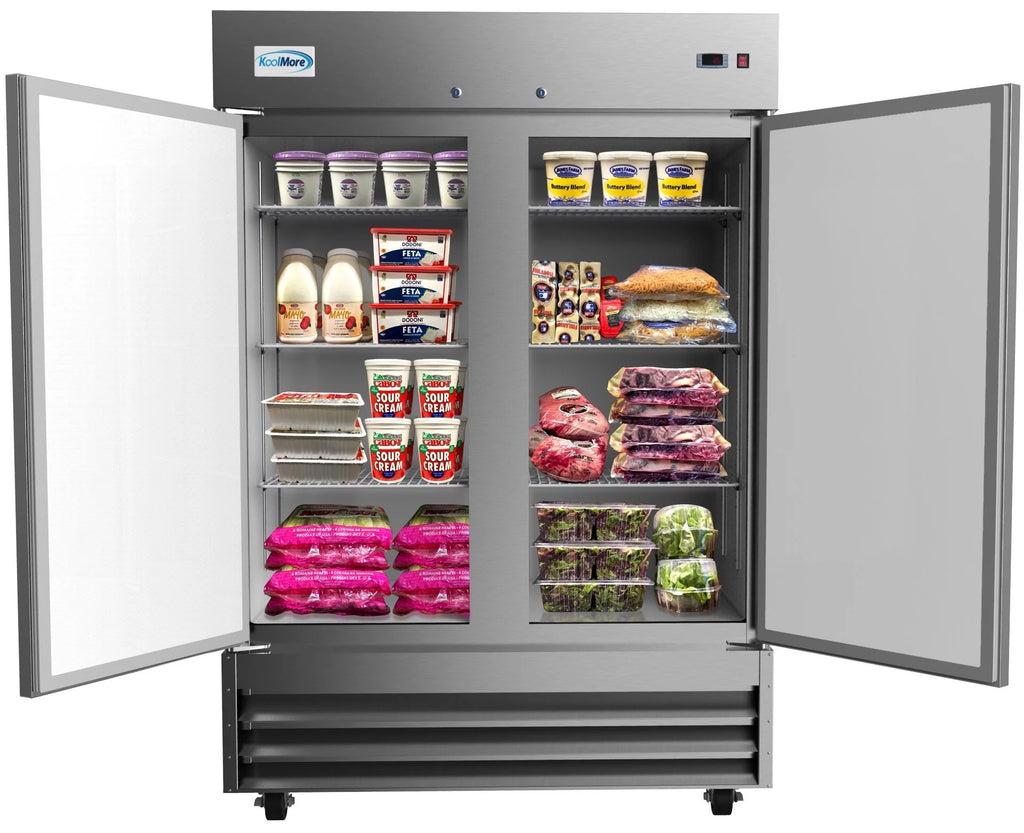 54 in Two Door Stainless Steel Reach-in Refrigerator Cooler 47 Cu. ft. T122