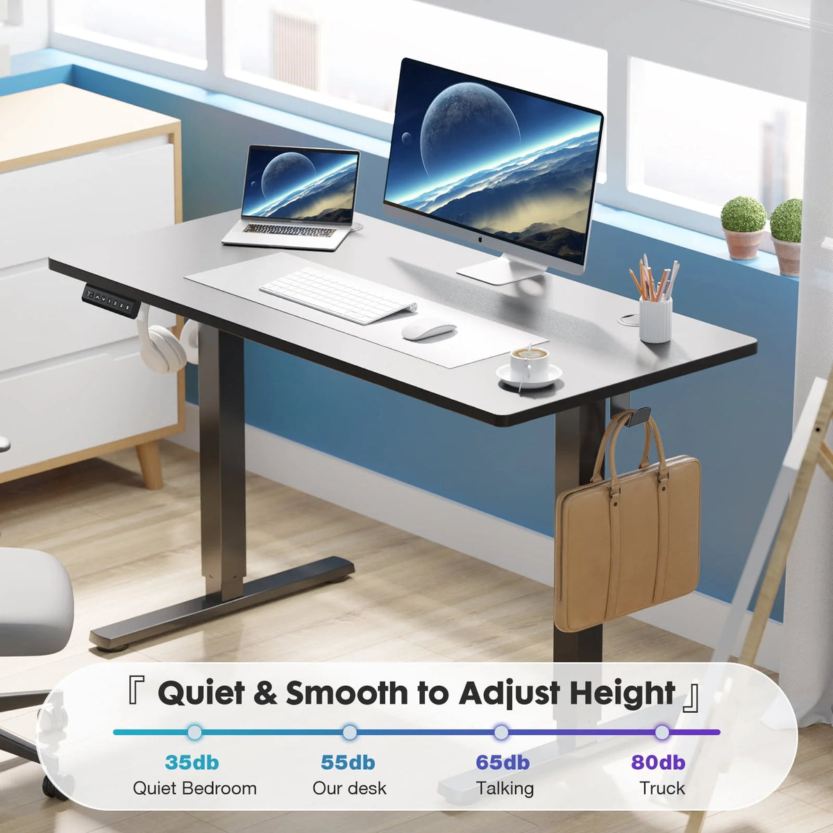 Electric Standing Desk, 40 x 24 Inches Height Adjustable Desk with Memory Preset G7155