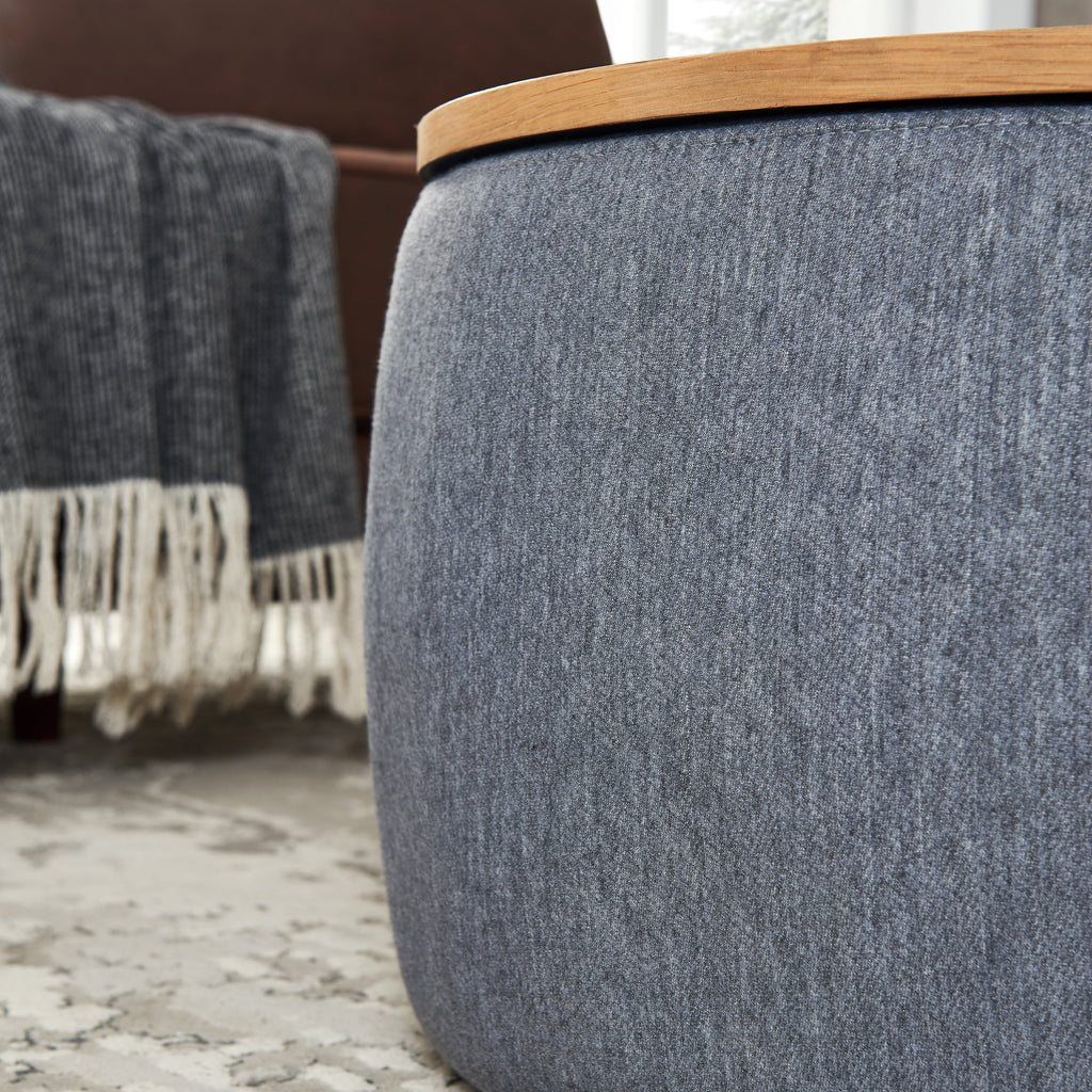 Dark Gray Round Storage Ottoman R6126