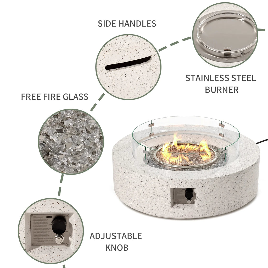 40.5-inch Round Propane Fire Pit Coffee Table S231