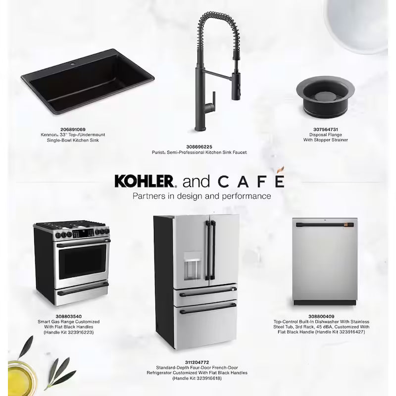 Flat Black Double Drawer Dishwasher Handle Kit X2928