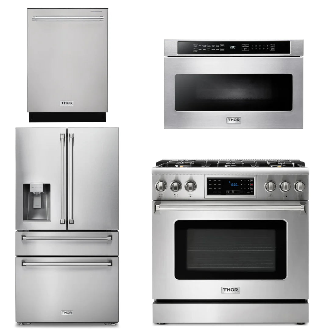 36 Gas Range, Microwave, Refrigerator, Dishwasher S65585