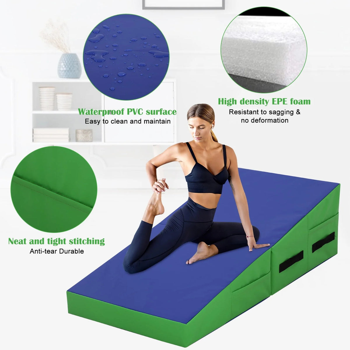 48x24 inch Foldable Incline Gymnastics Mat with Handle J9188