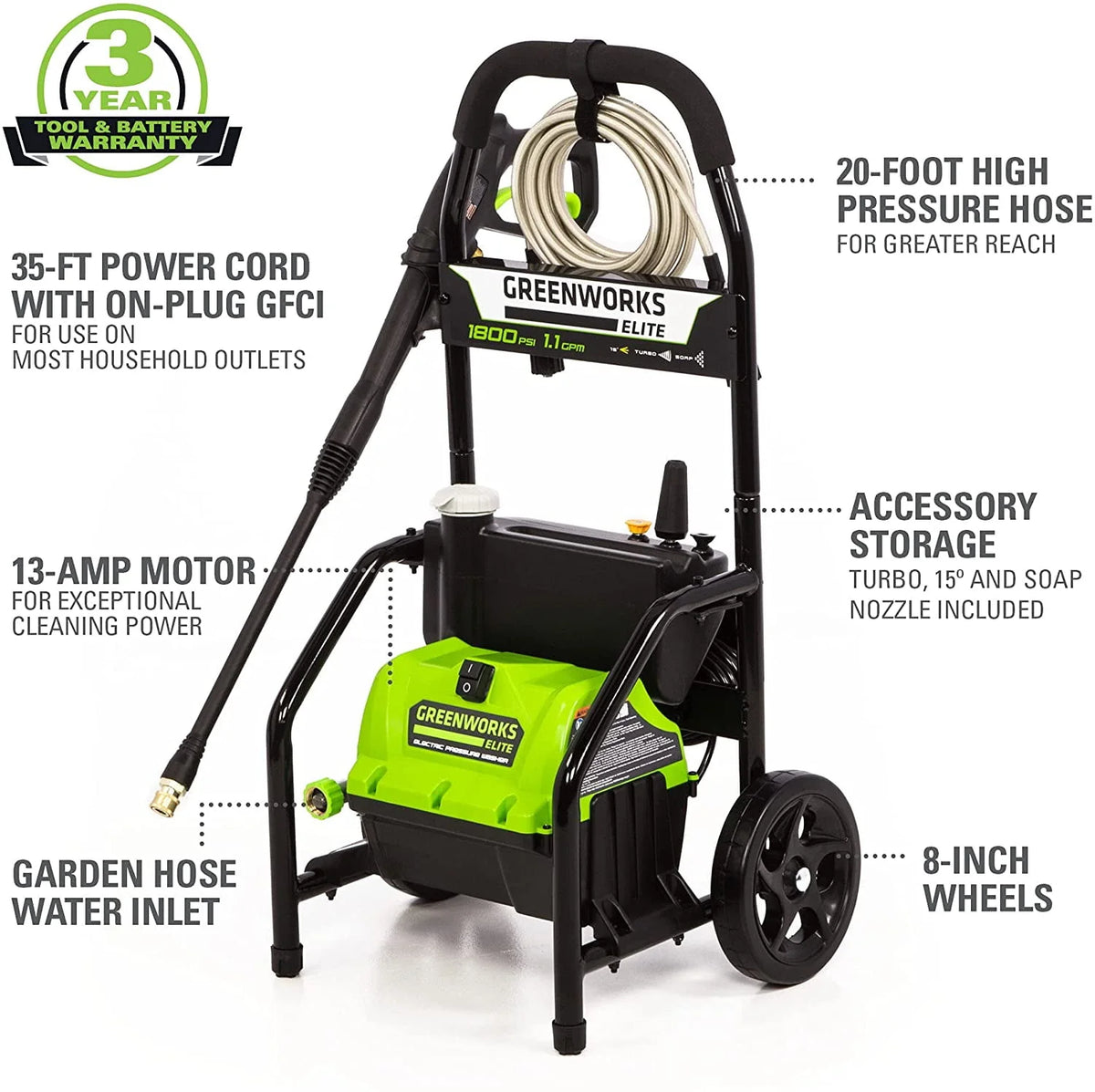 1800-PSI 13 Amp 1.1-GPM Electric Pressure Washer Y67861
