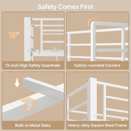 Brown Twin Loft Bed with L-Shaped Desk and LED Lights Q2719