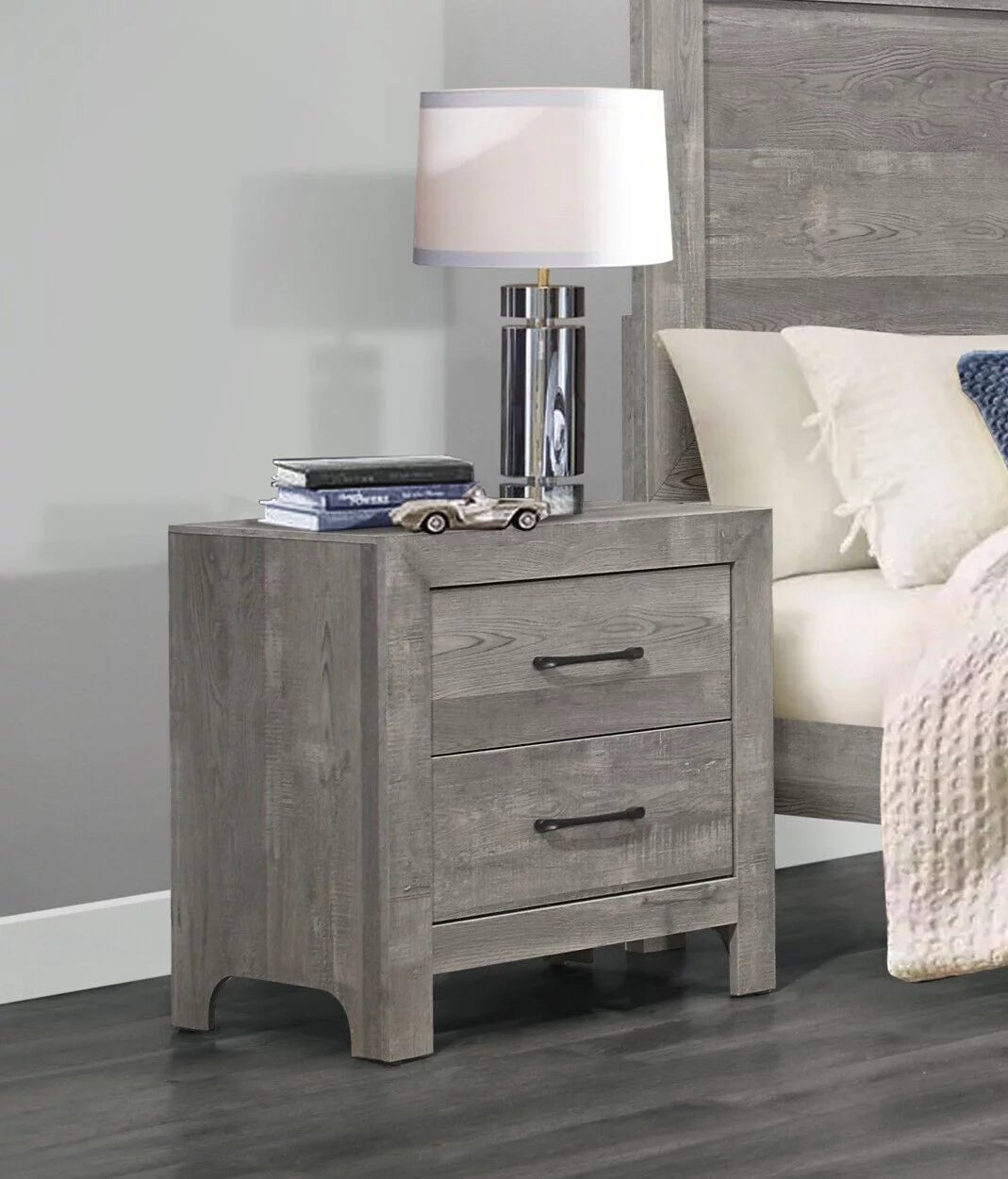 4pc California King Size Bedroom Set with Nightstand Dresser Mirror D364