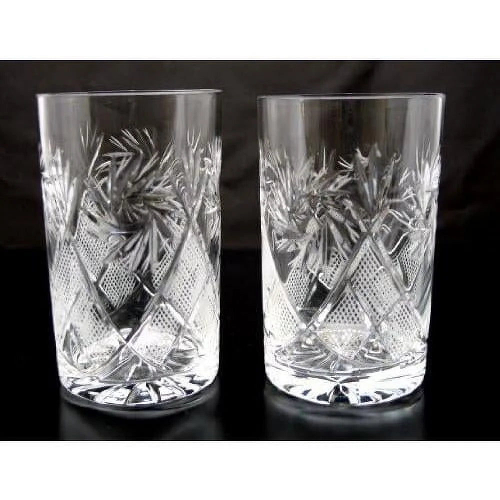 Russian Cut Crystal Drinking Glasses 250 Ml / 8.5 Oz Set Of 2 Y42752