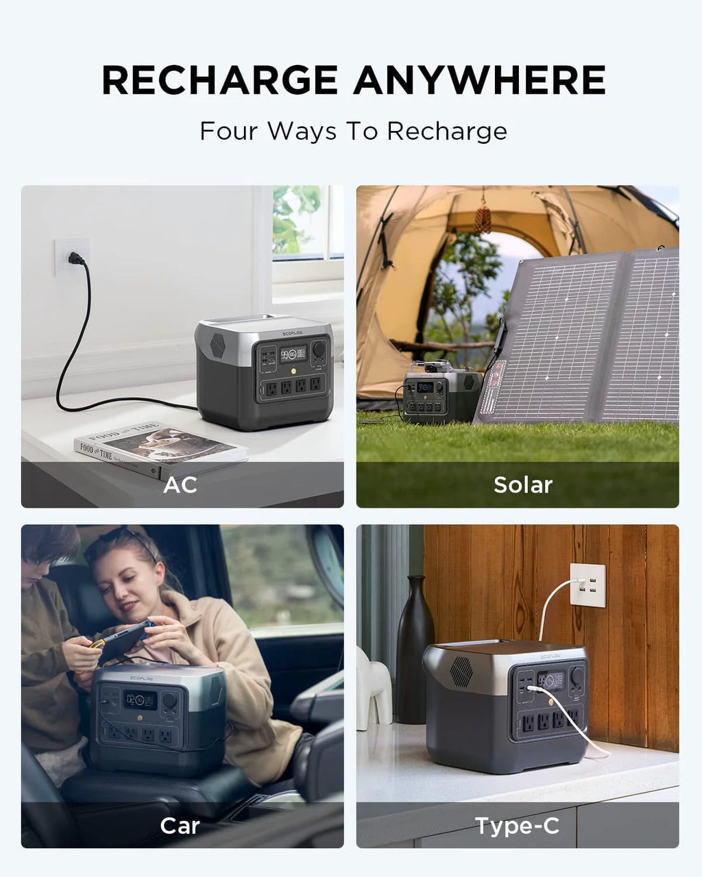Portable Power Station 770Wh LiFePO4 Battery 1600W AC Outlets D76861