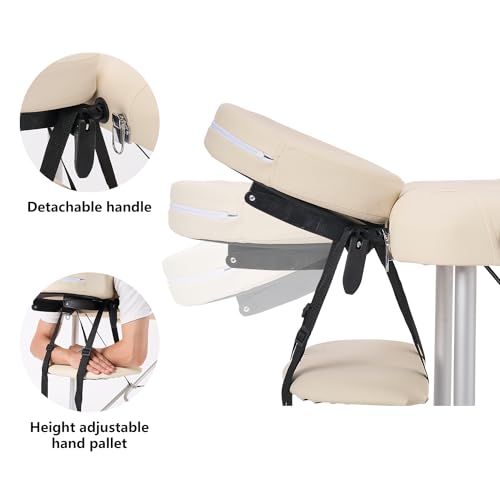 Portable Aluminum Alloy 3 Folding Massage Table with Backrest White Z548