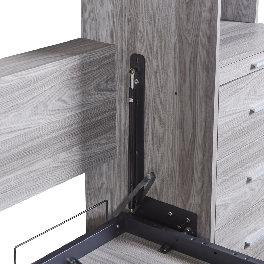 Twin Size Murphy Bed with Wardrobe and Drawers Y959