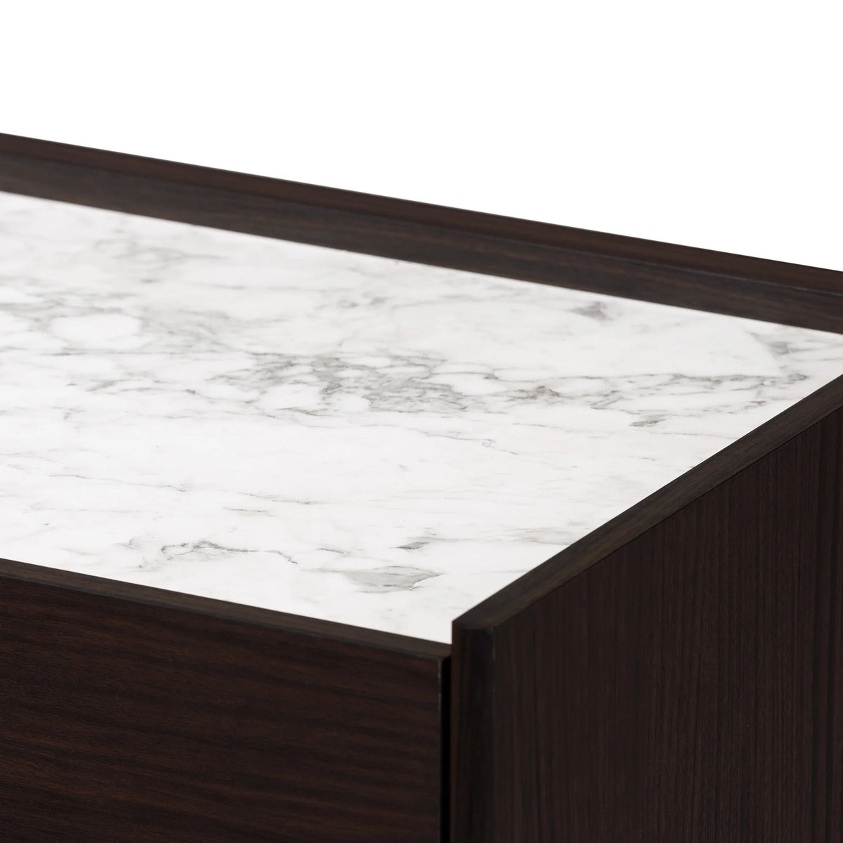 Dark Brown and Gold 5-Drawer Wood Chest with Faux Marble Top P99128