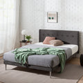 Charcoal Velvet Upholstered Queen Platform Bed Frame S556