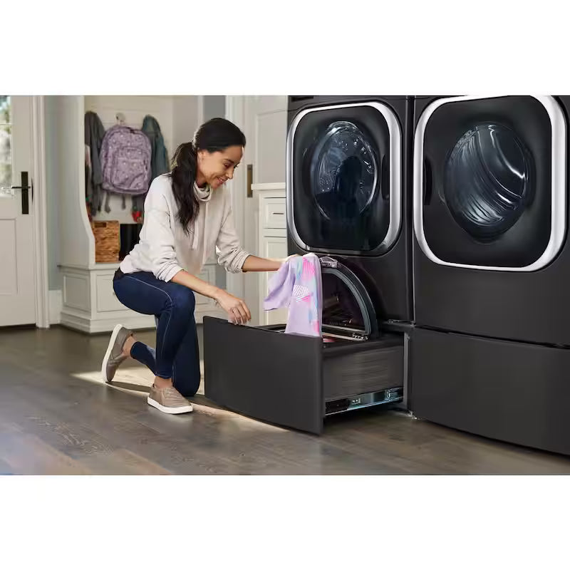 29 in. 1.0 cu. ft. Laundry Pedestal Washer in Black Steel U76597